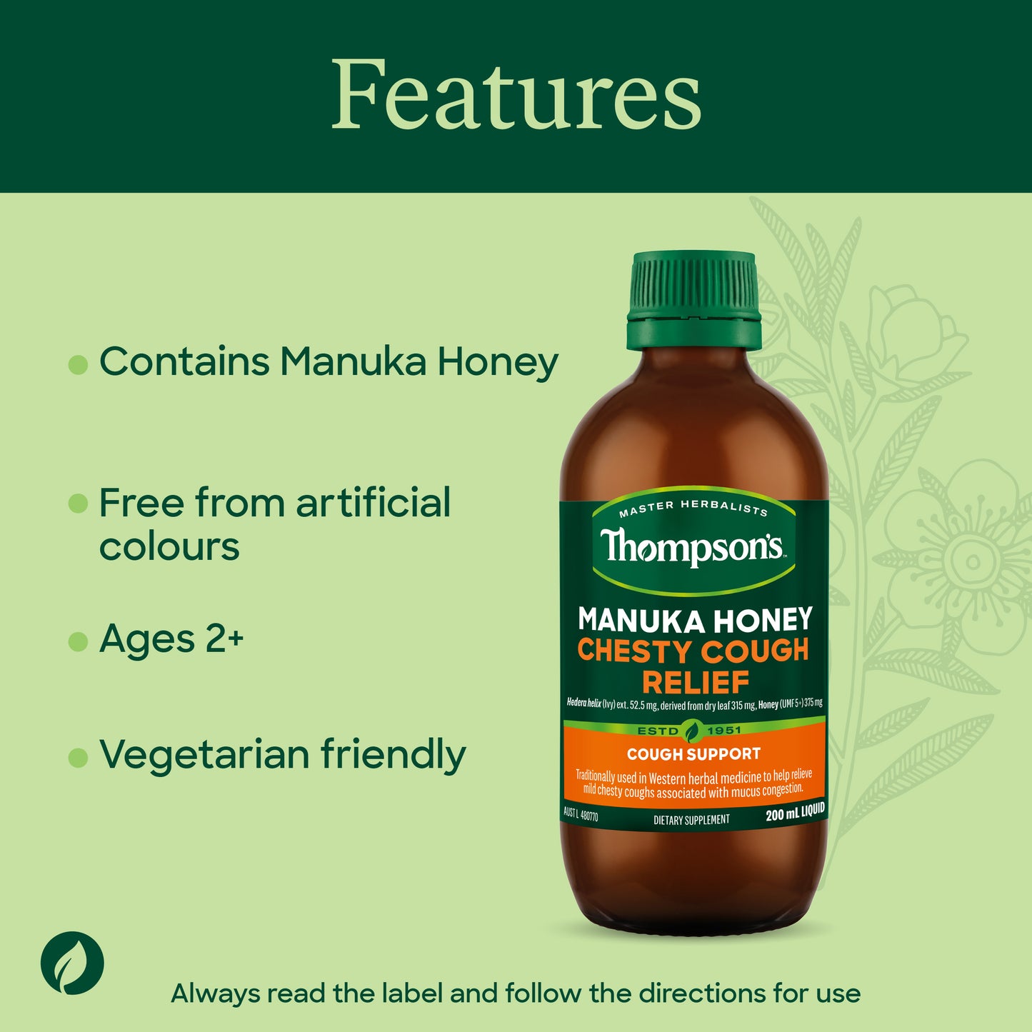 Thompson's Manuka Honey Chesty Cough Relief 200ml