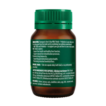 Thompson's One-A-Day Milk Thistle + Probiotics 30 Capsules