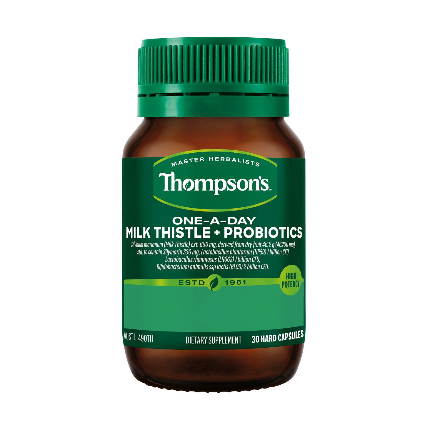 Thompson's One-A-Day Milk Thistle + Probiotics 30 Capsules